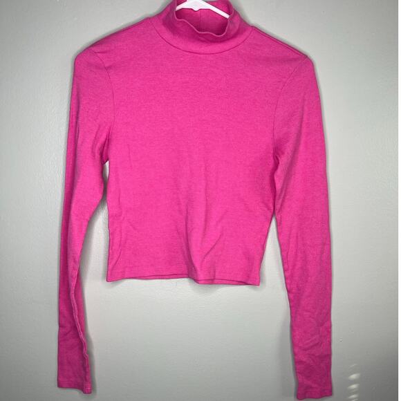 American Eagle Outfitters Tops - American Eagle Pink Ribbed Mock Neck/ Turtleneck Long Sleeve Shirt Size Medium